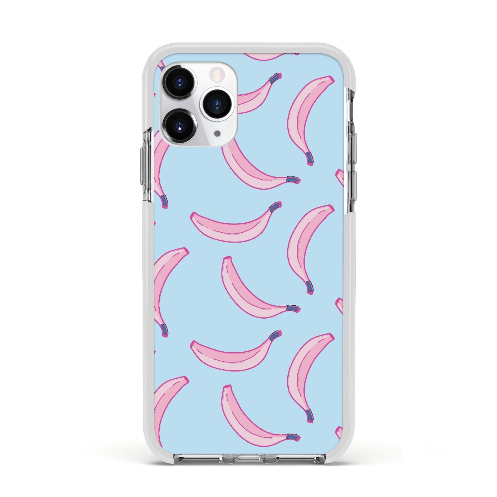 Pink Blue Bannana Fruit Apple iPhone 11 Pro in Silver with White Impact Case