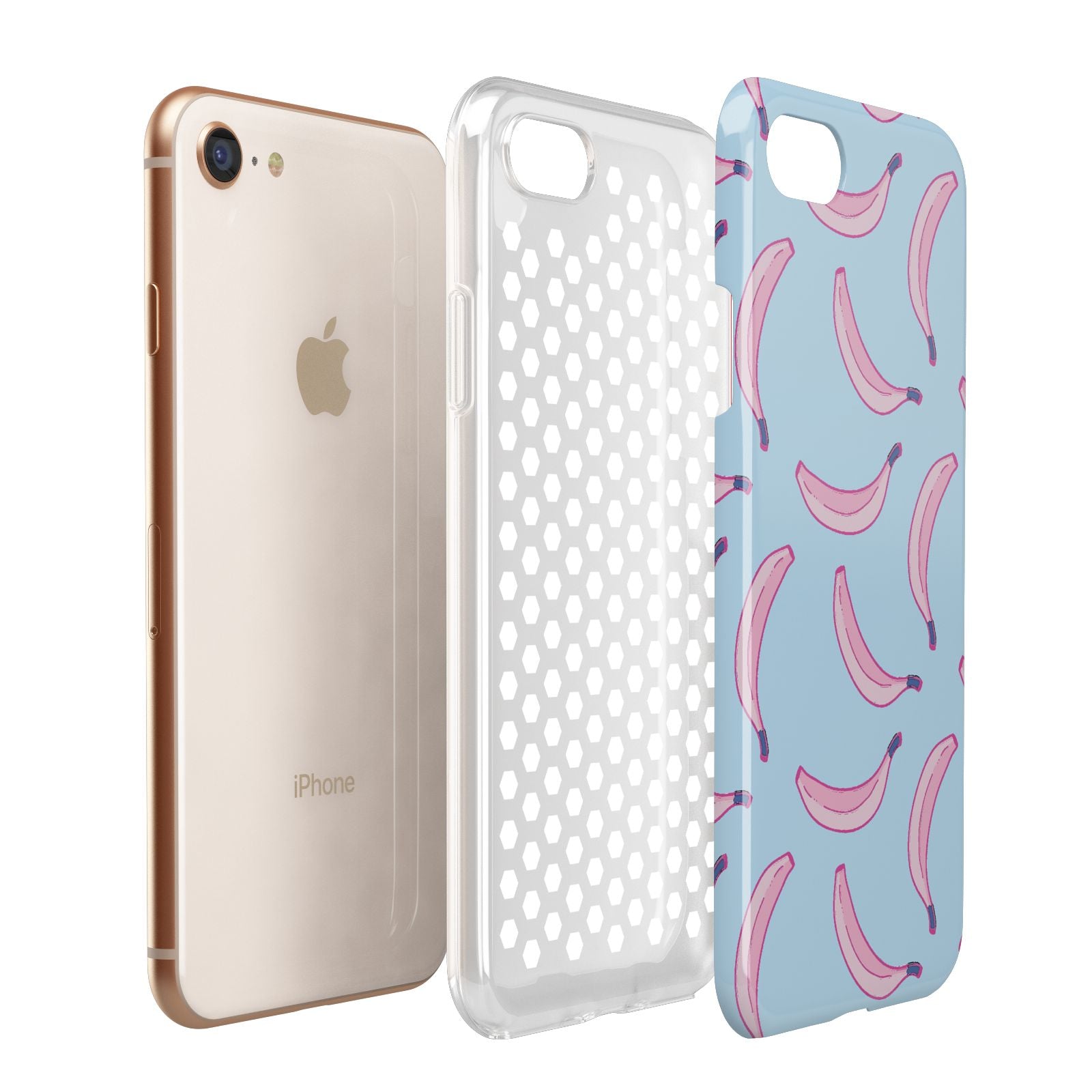 Pink Blue Bannana Fruit Apple iPhone 7 8 3D Tough Case Expanded View