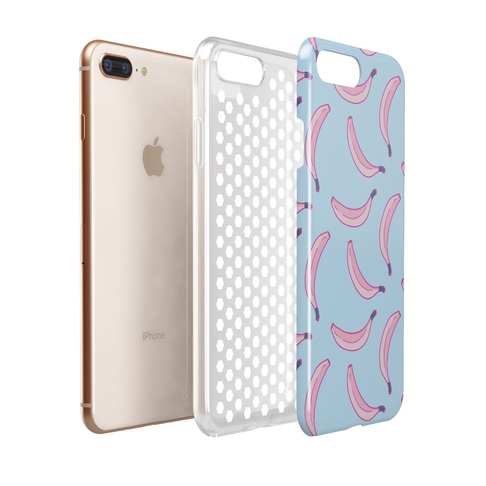 Pink Blue Bannana Fruit Apple iPhone 7 8 Plus 3D Tough Case Expanded View
