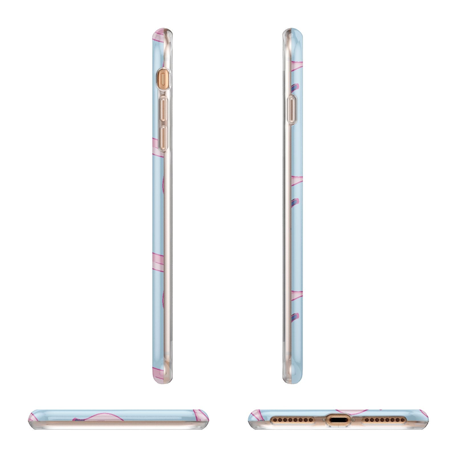 Pink Blue Bannana Fruit Apple iPhone 7 8 Plus 3D Wrap Tough Case Alternative Image Angles
