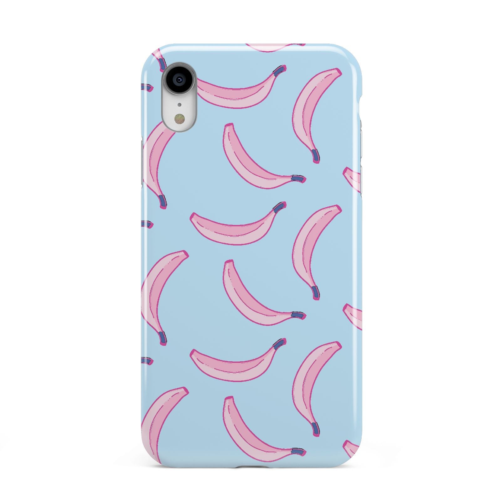 Pink Blue Bannana Fruit Apple iPhone XR White 3D Tough Case