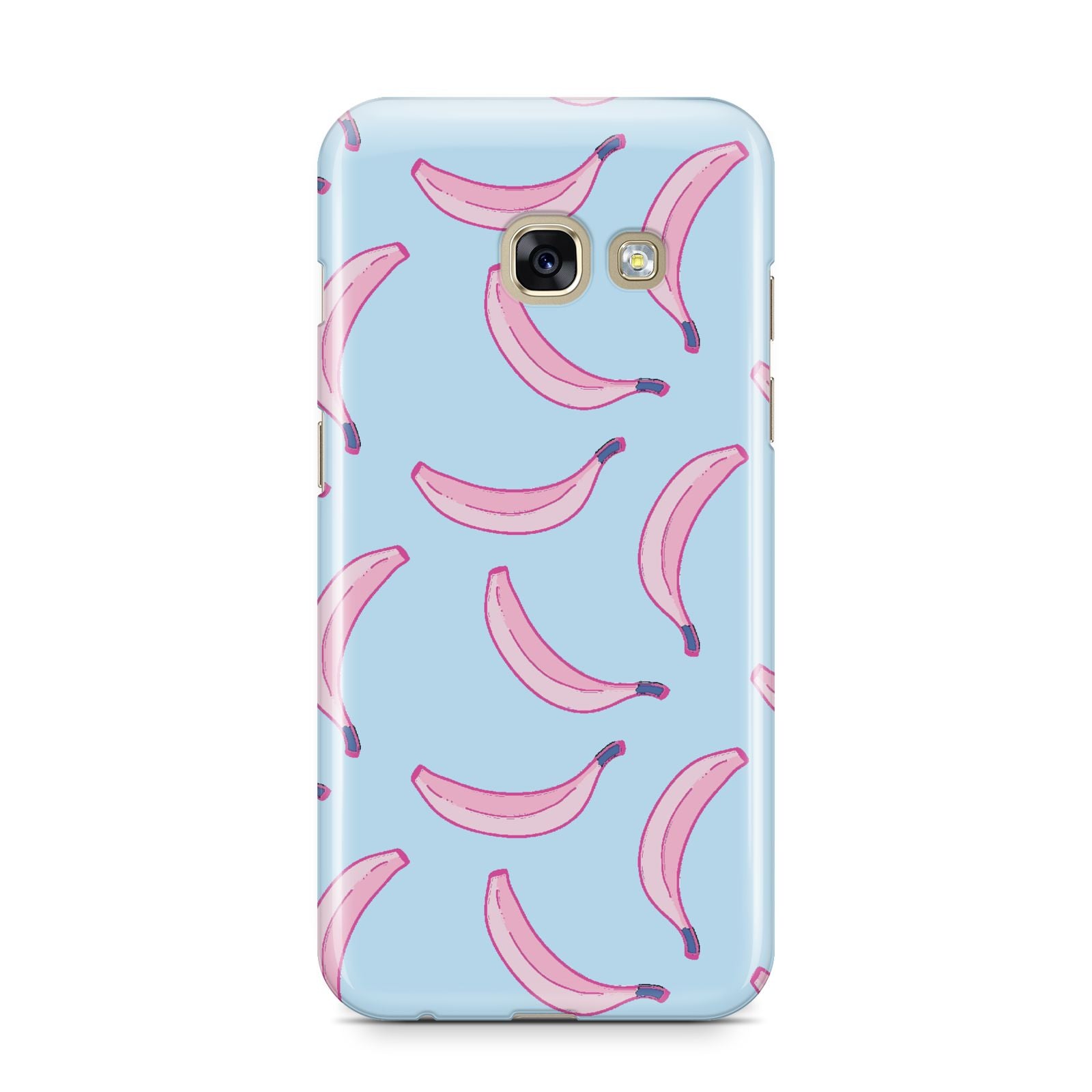 Pink Blue Bannana Fruit Samsung Galaxy A3 2017 Case on gold phone