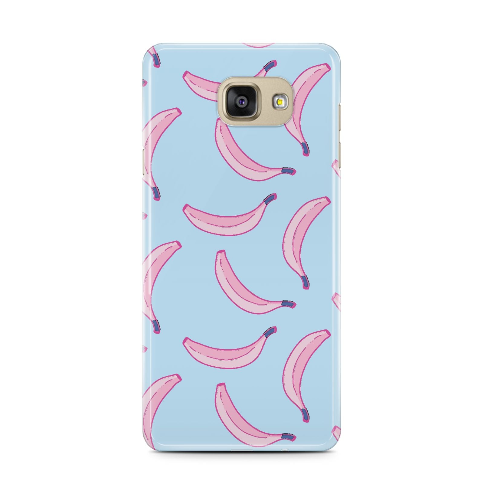 Pink Blue Bannana Fruit Samsung Galaxy A7 2016 Case on gold phone