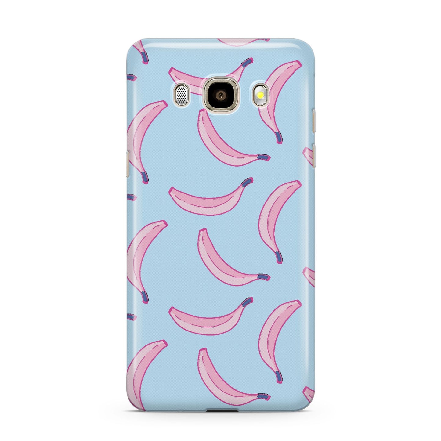 Pink Blue Bannana Fruit Samsung Galaxy J7 2016 Case on gold phone