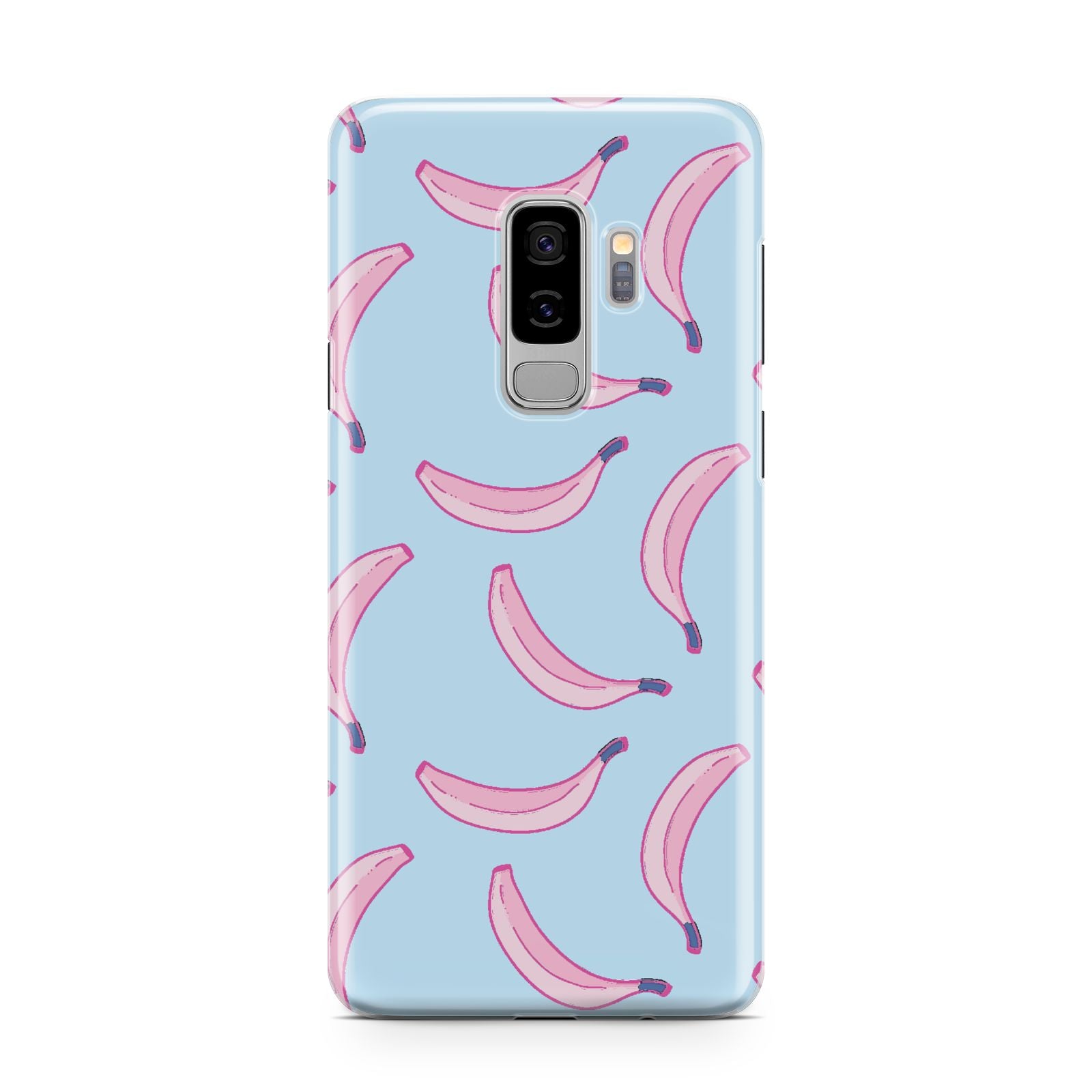 Pink Blue Bannana Fruit Samsung Galaxy S9 Plus Case on Silver phone
