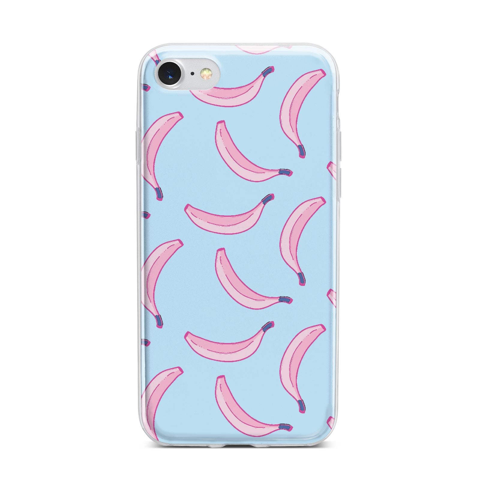 Pink Blue Bannana Fruit iPhone 7 Bumper Case on Silver iPhone