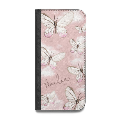 Pink Butterflies Personalised Vegan Leather Flip Samsung Case