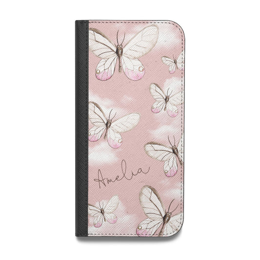 Pink Butterflies Personalised Vegan Leather Flip Samsung Case