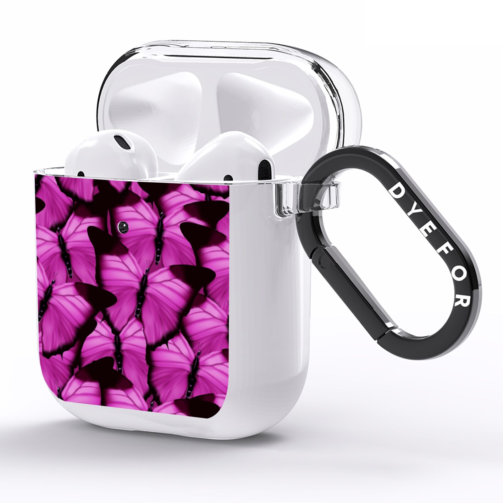 Pink Butterfly AirPods Clear Case Side Image