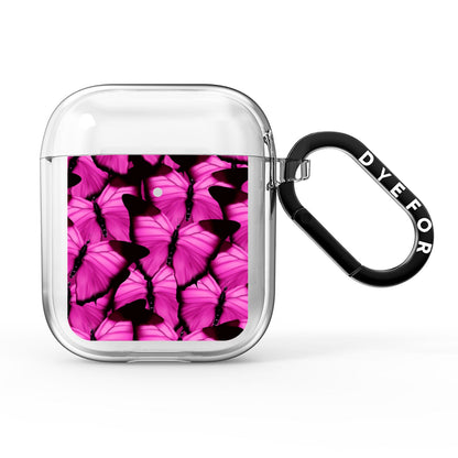 Pink Butterfly AirPods Clear Case