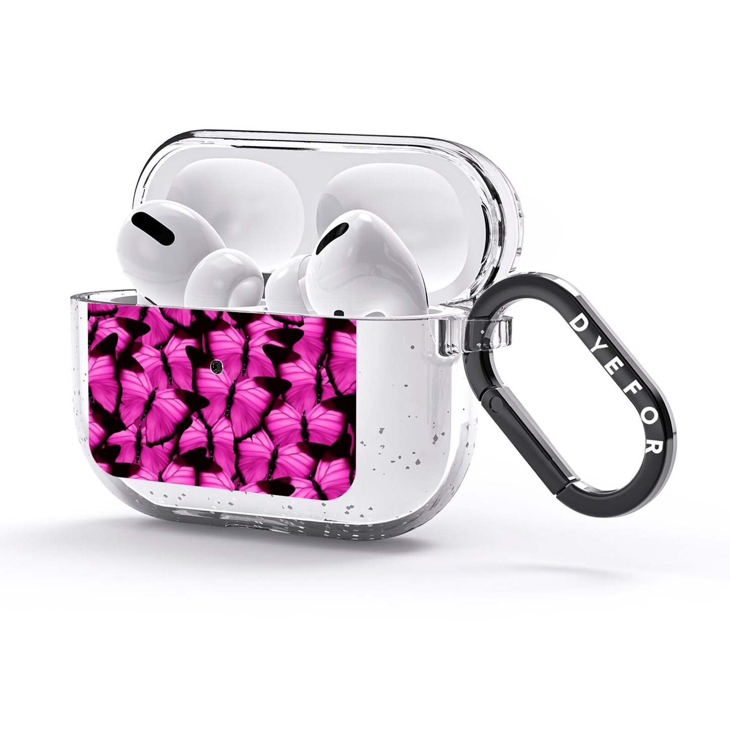 Pink Butterfly AirPods Glitter Case 3rd Gen Side Image