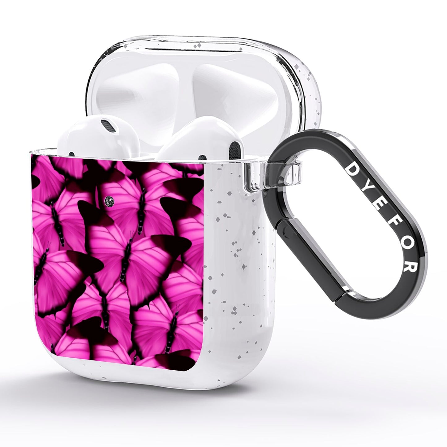 Pink Butterfly AirPods Glitter Case Side Image