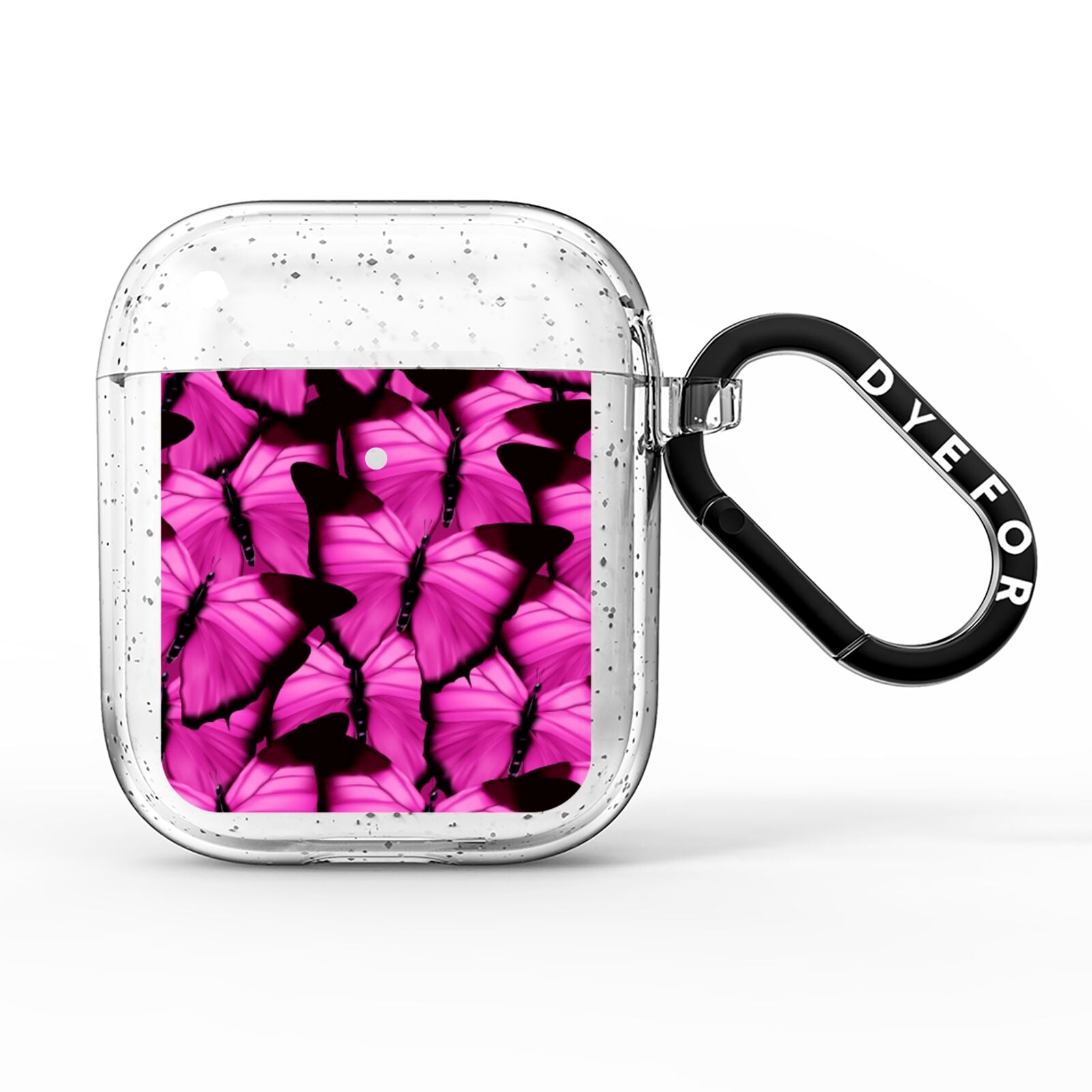 Pink Butterfly AirPods Glitter Case