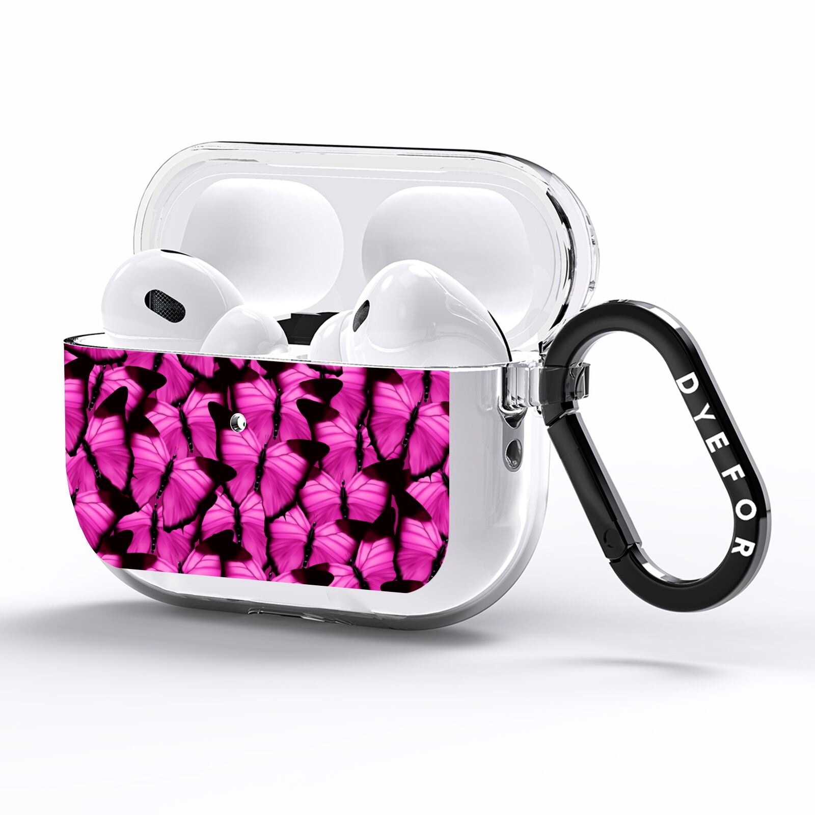 Pink Butterfly AirPods Pro Clear Case Side Image