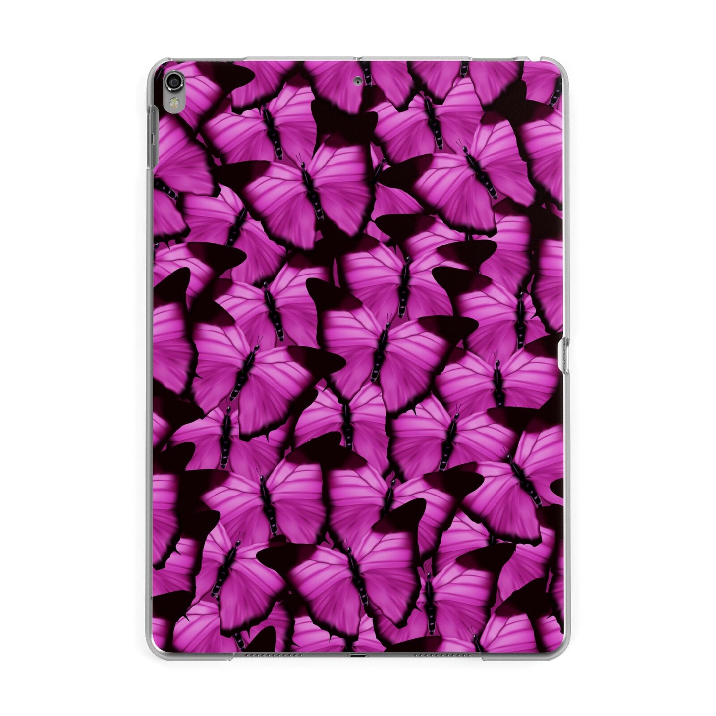 Pink Butterfly Apple iPad Grey Case