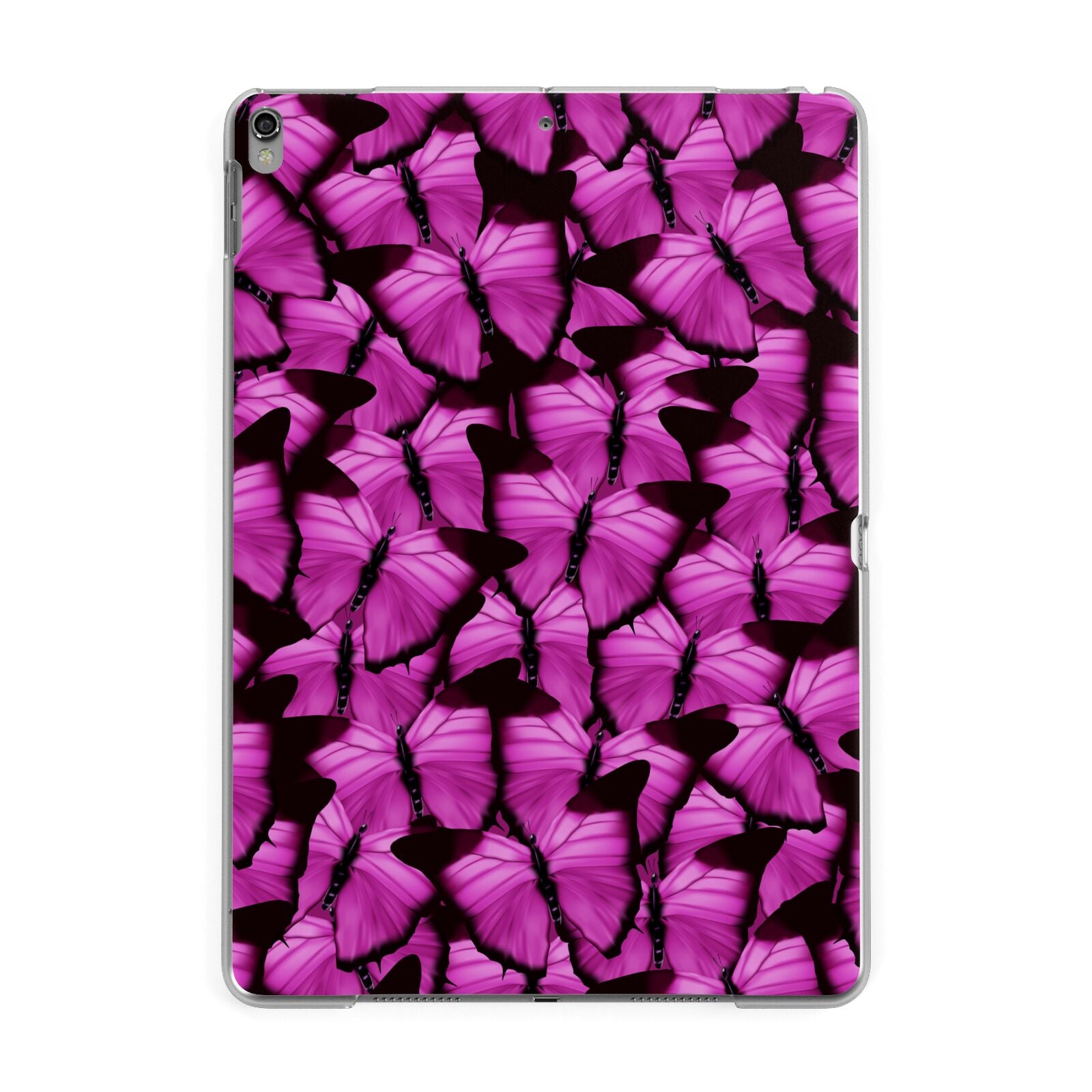 Pink Butterfly Apple iPad Grey Case