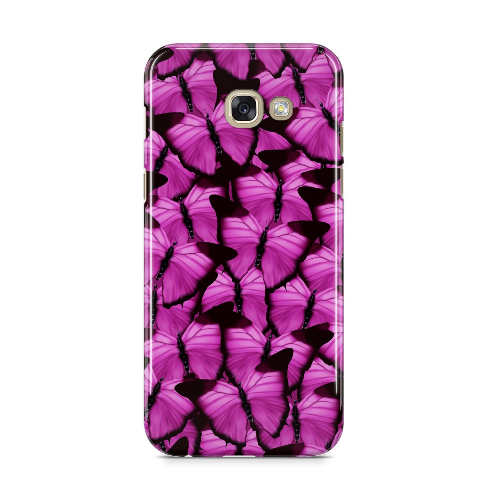 Pink Butterfly Samsung Galaxy A5 2017 Case on gold phone