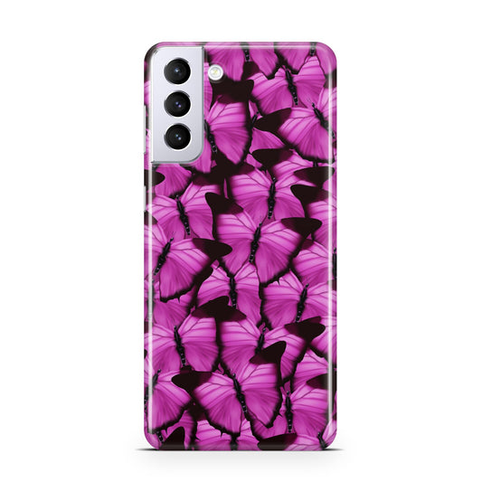 Pink Butterfly Samsung S21 Plus Phone Case