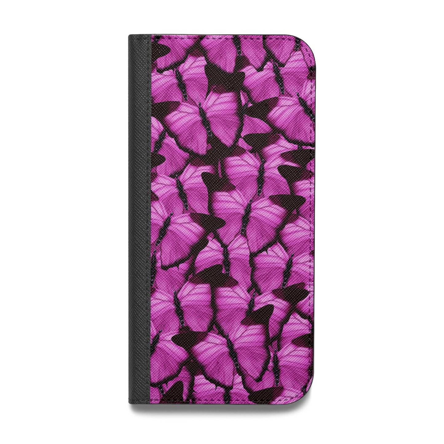 Pink Butterfly Vegan Leather Flip iPhone Case