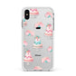 Pink Cake Print Apple iPhone Xs Max Impact Case White Edge on Silver Phone