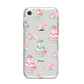 Pink Cake Print iPhone 8 Bumper Case on Silver iPhone