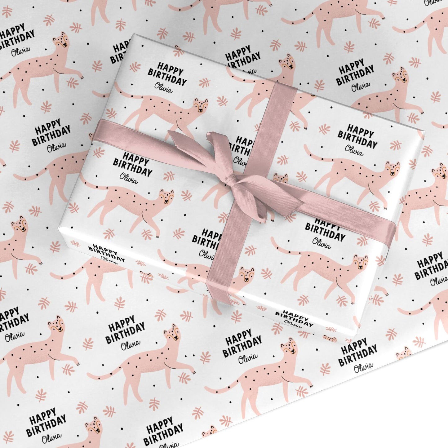 Pink Cheetah Birthday Custom Wrapping Paper