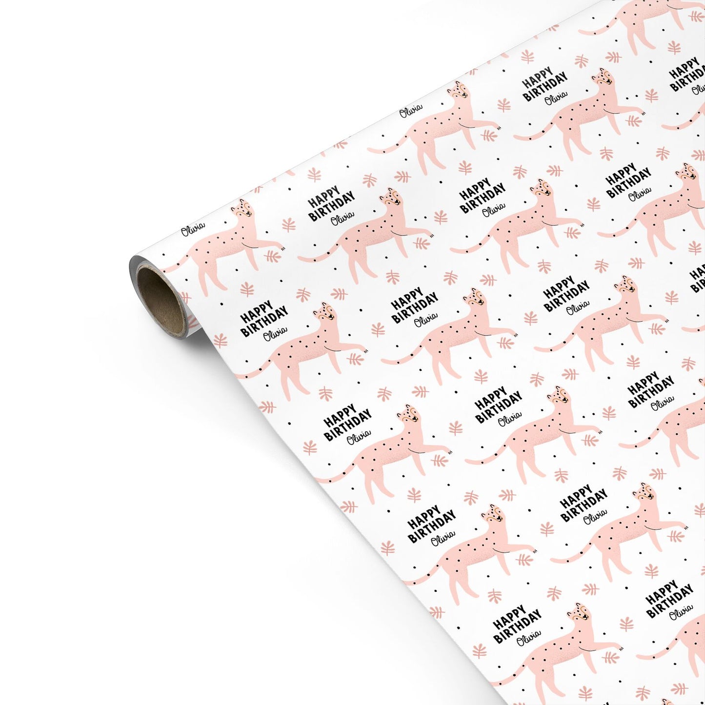 Pink Cheetah Birthday Personalised Gift Wrap