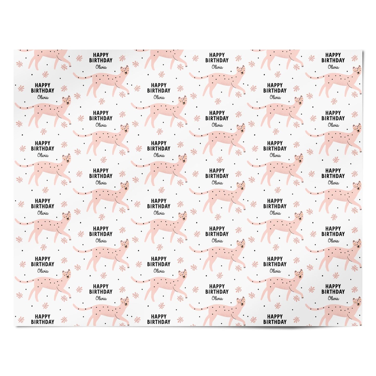 Pink Cheetah Birthday Personalised Wrapping Paper Alternative