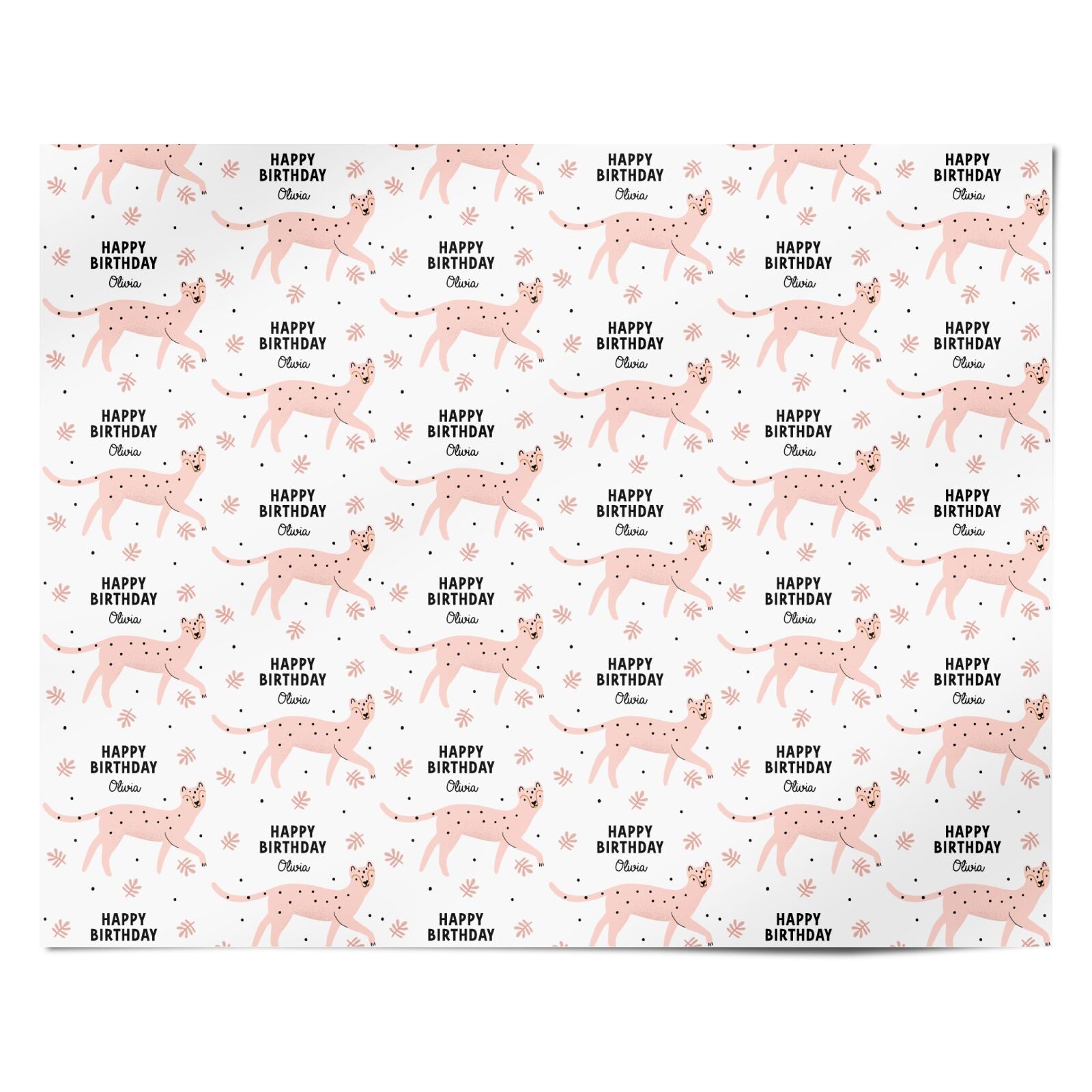 Pink Cheetah Birthday Personalised Wrapping Paper Alternative