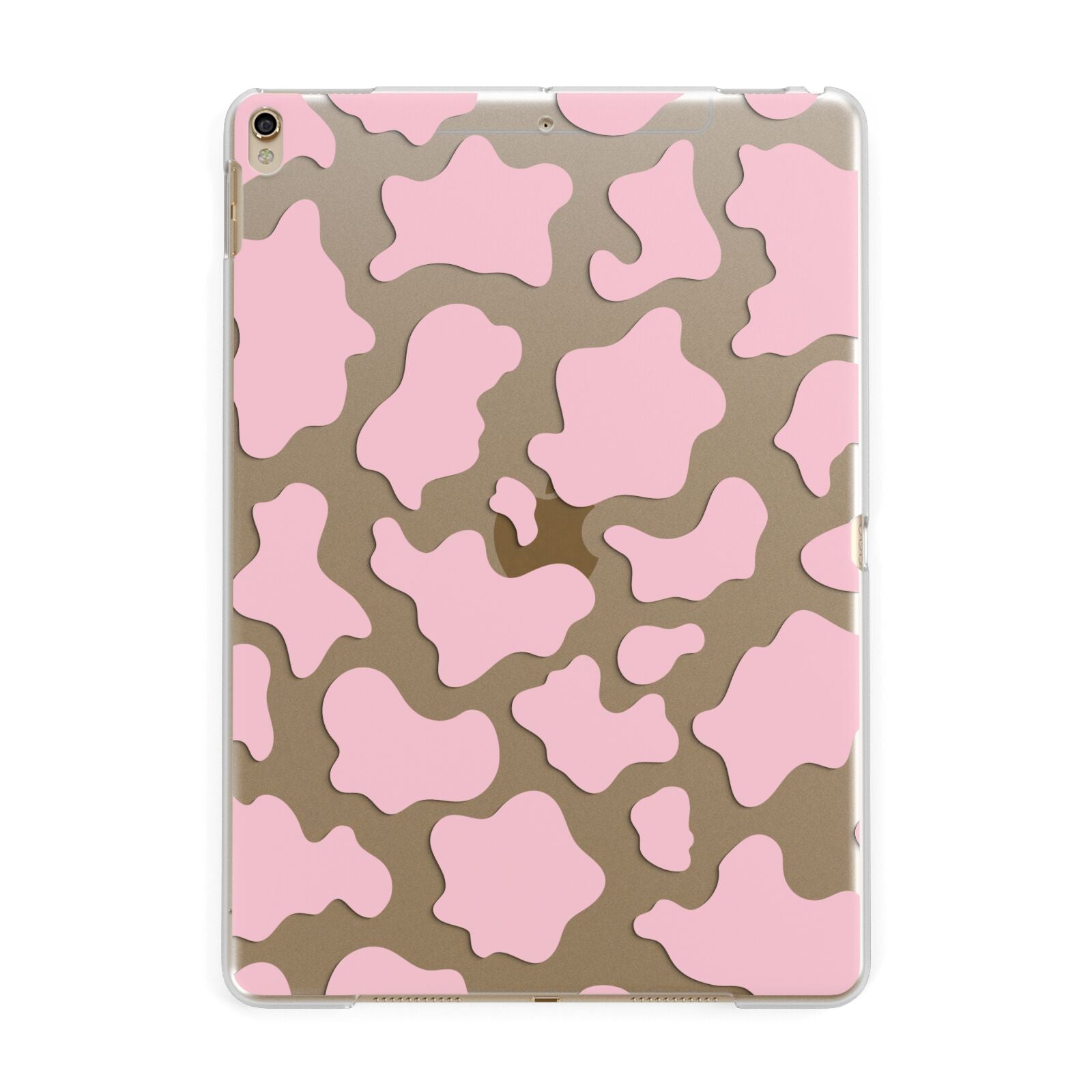 Pink Cow Print Apple iPad Gold Case