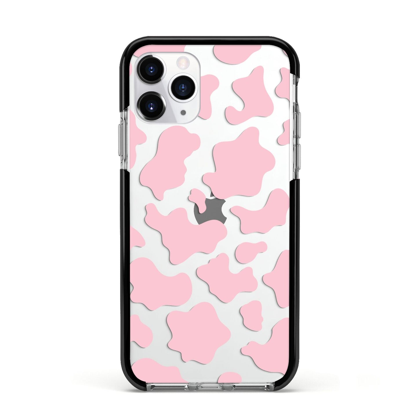 Pink Cow Print Apple iPhone 11 Pro in Silver with Black Impact Case