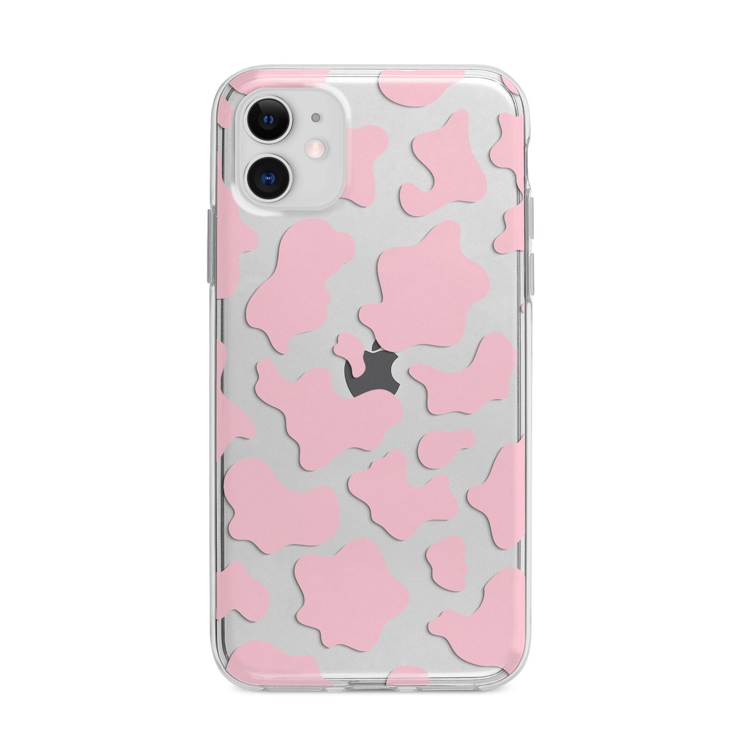 Pink Cow Print Apple iPhone 11 in White with Bumper Case