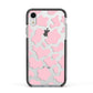 Pink Cow Print Apple iPhone XR Impact Case Black Edge on Silver Phone