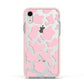 Pink Cow Print Apple iPhone XR Impact Case Pink Edge on Silver Phone