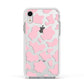 Pink Cow Print Apple iPhone XR Impact Case White Edge on Silver Phone
