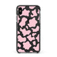 Pink Cow Print Apple iPhone Xs Max Impact Case Black Edge on Black Phone