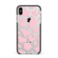 Pink Cow Print Apple iPhone Xs Max Impact Case Black Edge on Silver Phone