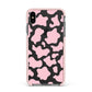 Pink Cow Print Apple iPhone Xs Max Impact Case Pink Edge on Black Phone