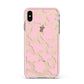 Pink Cow Print Apple iPhone Xs Max Impact Case Pink Edge on Gold Phone