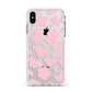 Pink Cow Print Apple iPhone Xs Max Impact Case White Edge on Silver Phone