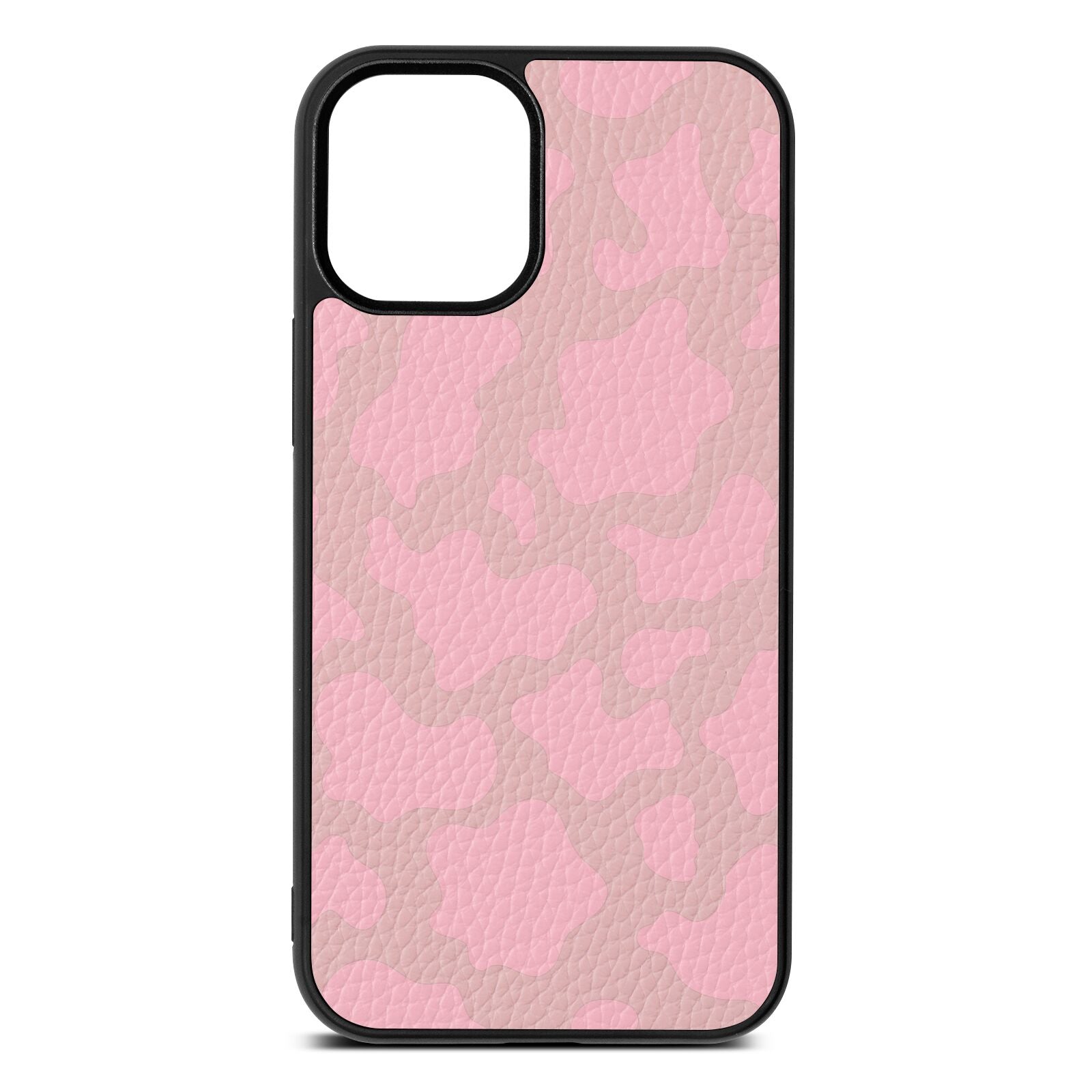 Pink Cow Print Pink Pebble Leather iPhone 12 Mini Case