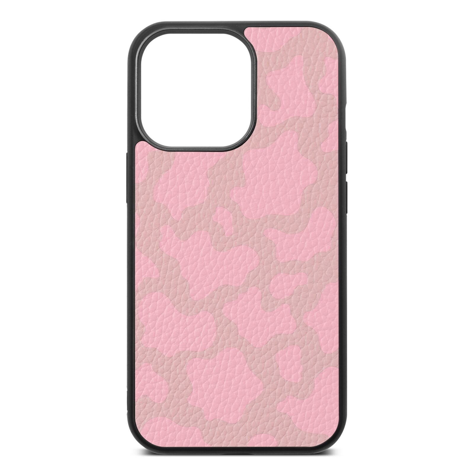 Pink Cow Print Pink Pebble Leather iPhone 13 Pro Case