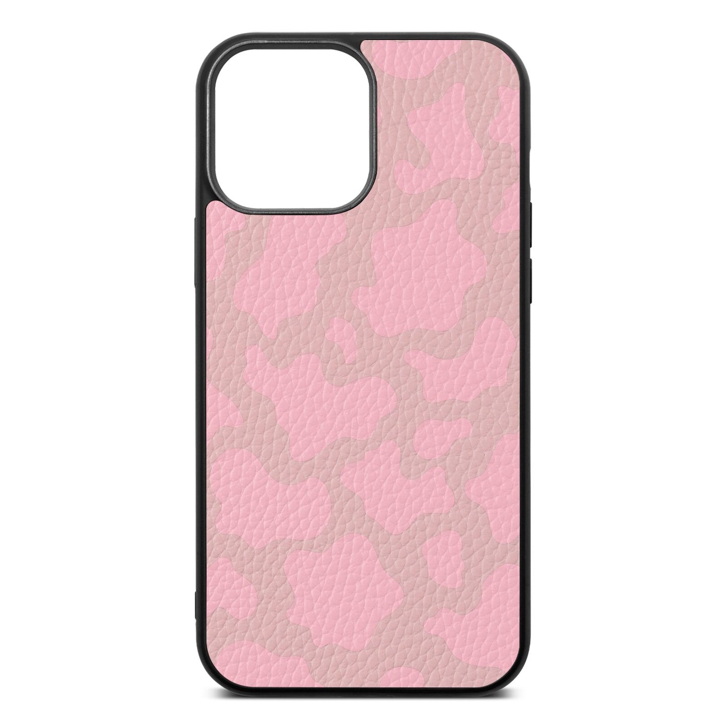 Pink Cow Print Pink Pebble Leather iPhone 13 Pro Max Case