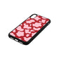 Pink Cow Print Red Pebble Leather iPhone Xr Case Side Angle