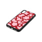 Pink Cow Print Red Pebble Leather iPhone Xs Case Side Angle