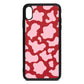 Pink Cow Print Red Pebble Leather iPhone Xs Max Case