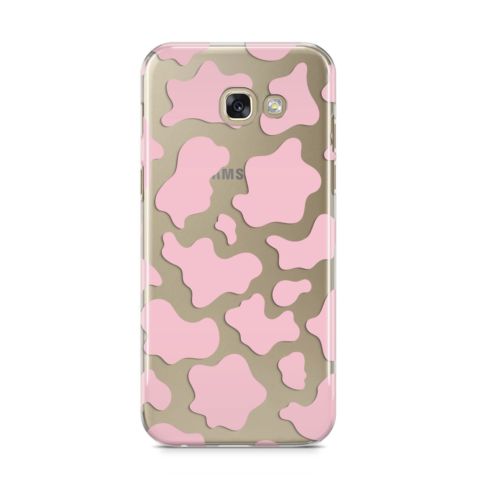 Pink Cow Print Samsung Galaxy A5 2017 Case on gold phone