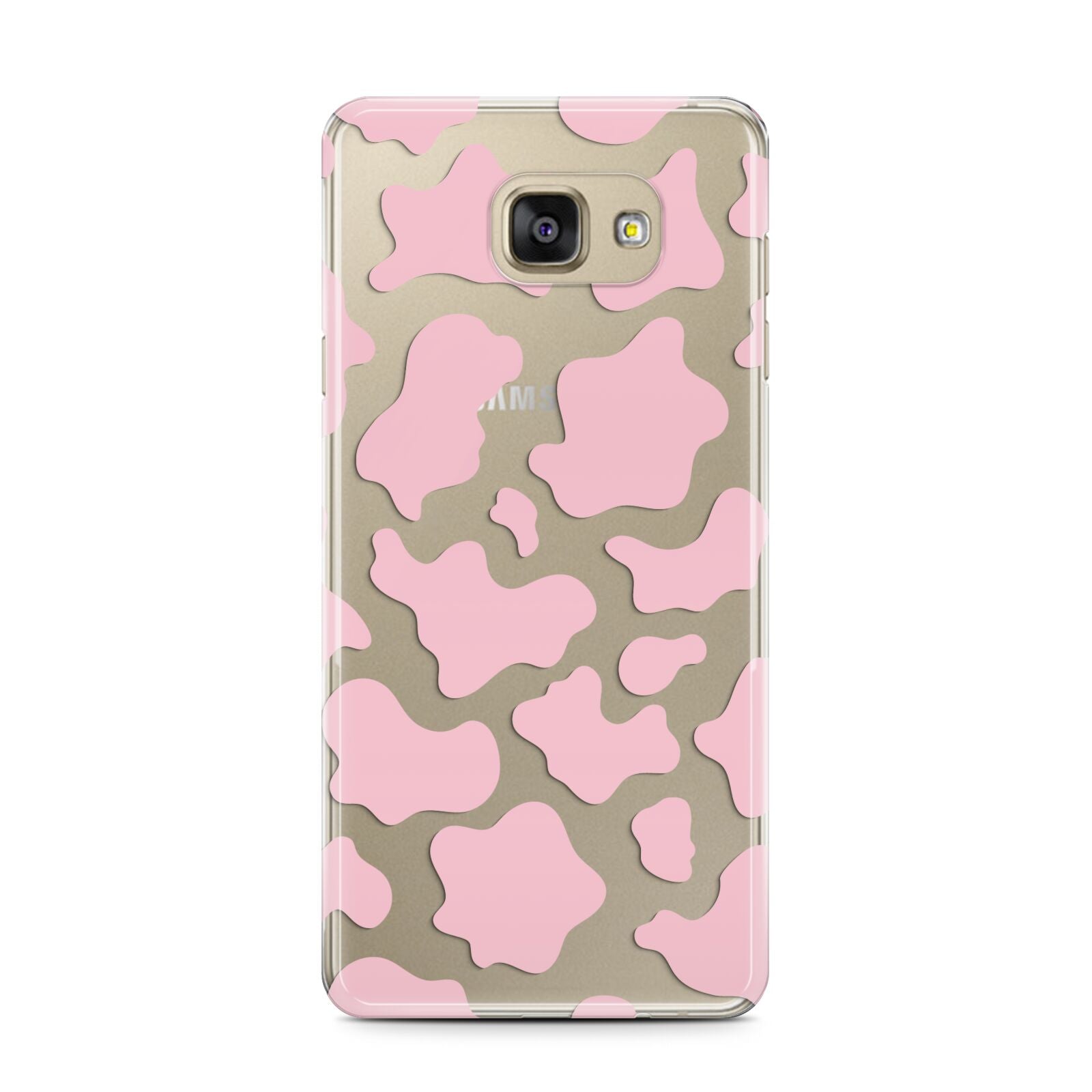 Pink Cow Print Samsung Galaxy A7 2016 Case on gold phone