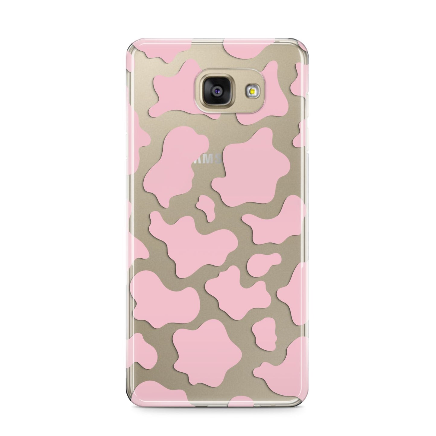 Pink Cow Print Samsung Galaxy A9 2016 Case on gold phone
