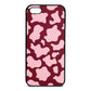 Pink Cow Print Wine Red Saffiano Leather iPhone 5 Case